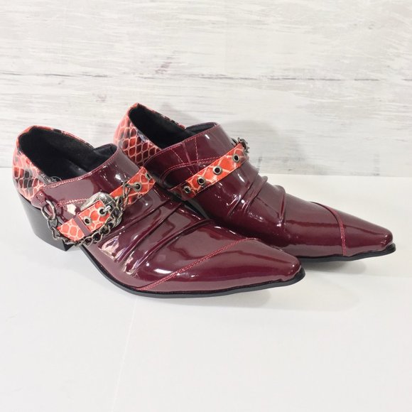 Wolf Valley Patent Leather Pointed Embossed Croc Fashion Shoes NWOB main image 7